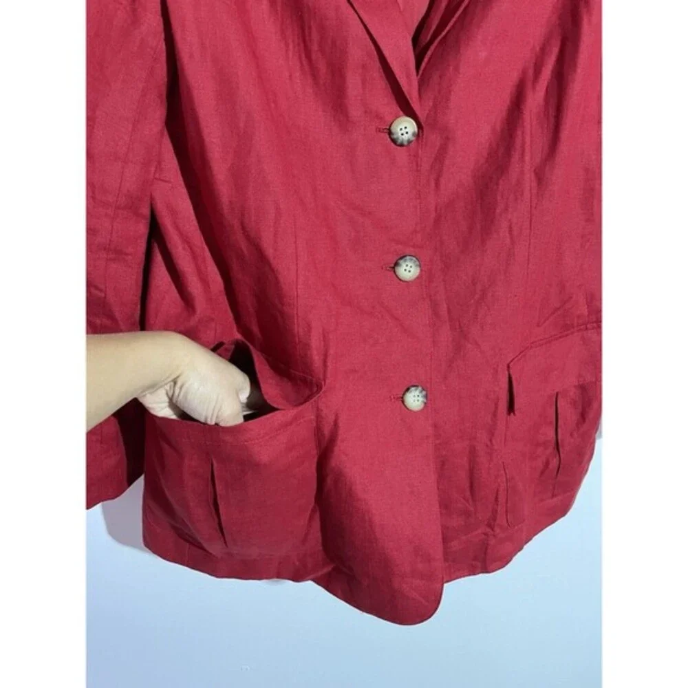 Talbots Blazer‎ 16 Red Linen Old Money Academia Office Classy Holidays